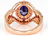 Blue, Mocha, and White Cubic Zirconia 18k Rose Gold Over Sterling Silver Ring 4.46ctw