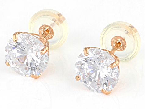 White Cubic Zirconia 14k Rose Gold Studs 2.58ctw
