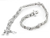 White Cubic Zirconia Rhodium Over Sterling Silver Byzantine Bracelet 0.46ctw