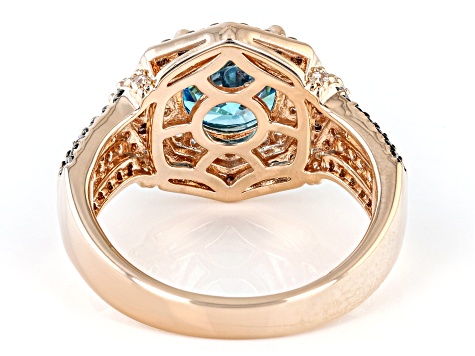 Blue, Brown, And White Cubic Zirconia 18k Rose Gold Over Sterling Silver Ring 4.24ctw