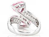 Pink And White Cubic Zirconia Rhodium Over Sterling Silver Ring 6.65ctw
