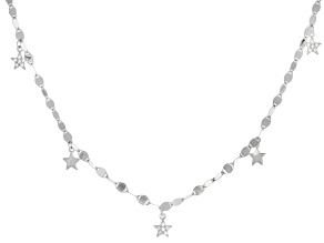 White Cubic Zirconia Rhodium Over Sterling Silver Star Necklace 0.22ctw