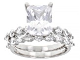 White Cubic Zirconia Rhodium Over Sterling Silver Ring With Band 7.88ctw