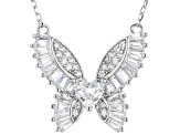 White Cubic Zirconia Rhodium Over Sterling Silver Butterfly Necklace 2.03ctw