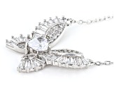 White Cubic Zirconia Rhodium Over Sterling Silver Butterfly Necklace 2.03ctw