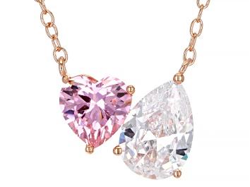 Picture of Pink And White Cubic Zirconia 18k Rose Gold Over Sterling Silver Necklace 4.61ctw