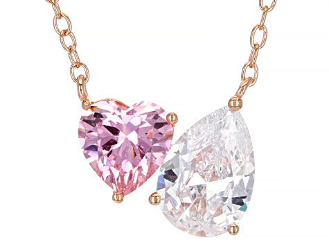 Pink Rose Gold CZ Diamond Necklace
