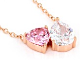 Pink And White Cubic Zirconia 18k Rose Gold Over Sterling Silver Necklace 4.61ctw