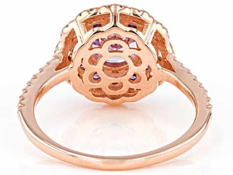 Lavender, Purple And White Cubic Zirconia 18k Rose Gold Over Sterling Silver Ring 3.10ctw