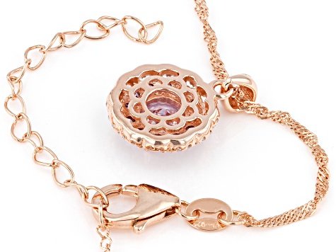 Lavender, Purple, & White Cubic Zirconia 18k Rose Gold Over Sterling Silver Pendant 2.91ctw