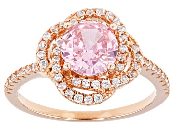 Picture of Pink And White Cubic Zirconia 18k Rose Gold Over Sterling Silver Ring 2.41ctw