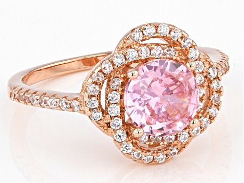 Pink And White Cubic Zirconia 18k Rose Gold Over Sterling Silver Ring 2.41ctw