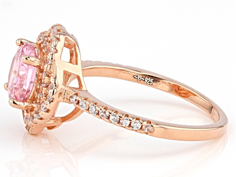 Pink And White Cubic Zirconia 18k Rose Gold Over Sterling Silver Ring 2.41ctw