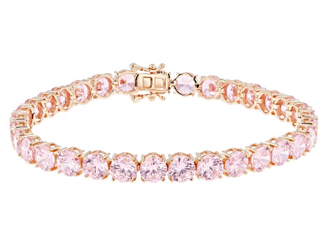 Pink Cubic Zirconia 18k Rose Gold Over Sterling Silver Tennis Bracelet  37.47ctw - BCO450