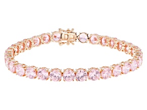 Pink Cubic Zirconia 18k Rose Gold Over Sterling Silver Tennis Bracelet 37.47ctw