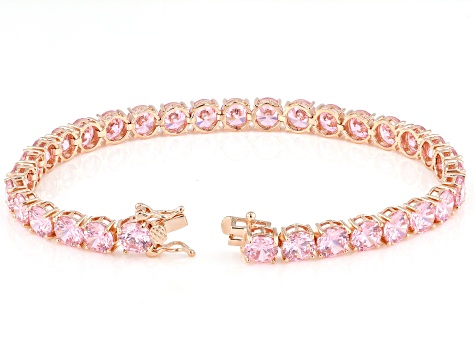 Pink Cubic Zirconia 18k Rose Gold Over Sterling Silver Tennis Bracelet 37.47ctw