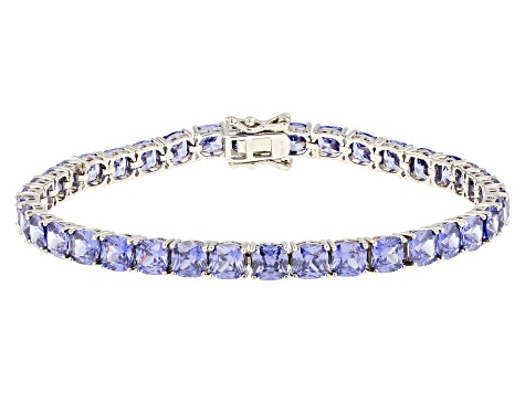 Blue Cubic Zirconia Platinum Over Sterling Silver Bracelet