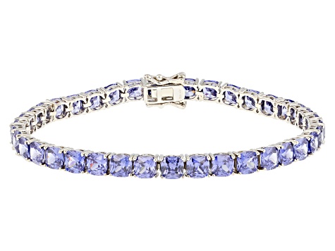 Blue Cubic Zirconia Platinum Over Sterling Silver Bracelet