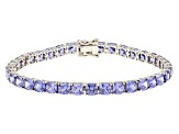 Blue Cubic Zirconia Platinum Over Sterling Silver Bracelet