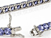 Blue Cubic Zirconia Platinum Over Sterling Silver Bracelet