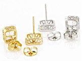 White Cubic Zirconia Rhodium And 18k Yellow Gold Over Sterling Silver Stud Set 8.84ctw