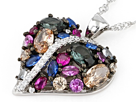 Multi Stone Sapphire Cluster Pendant