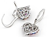 Multi-Gemstone Simulants Rhodium Over Sterling Silver Earrings 3.38ctw
