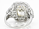 Canary And White Cubic Zirconia Rhodium Over Sterling Silver Fire Cut Ring
