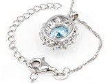 Blue And White Cubic Zirconia Rhodium Over Silver Fire Cut Pendant With Chain