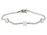 White Cubic Zirconia Platinum Over Sterling Silver Tennis Bracelet 7.01ctw