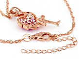 Multi-Gem Simulants 18K Rose Gold Over Sterling Silver Flamingo Pendant with Chain 1.35ctw