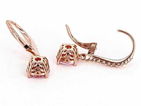 Pink And White Cubic Zirconia 18k Rose Gold Over Sterling Silver Earrings  4.40ctw