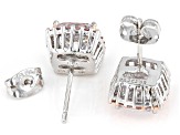White And Pink Cubic Zirconia Rhodium Over Bronze Stud Earrings 5.77ctw