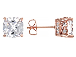 White Cubic Zirconia 14K Rose Gold Over Bronze Stud Earrings 7.84ctw