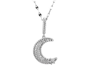 White Cubic Zirconia Rhodium Over Sterling Silver Celestial Pendant With Chain 0.50ctw