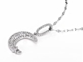 White Cubic Zirconia Rhodium Over Sterling Silver Celestial Pendant With Chain 0.50ctw