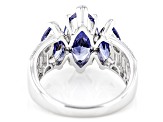 Blue And White Cubic Zirconia Rhodium Over Sterling Silver Ring 7.99ctw