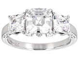 White Cubic Zirconia Rhodium Over Sterling Silver Asscher Cut Ring 4.65ctw