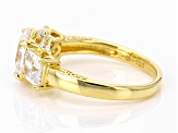 White Cubic Zirconia 18k Yellow Gold Over Sterling Silver Asscher Cut Ring 4.65ctw