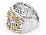 White Cubic Zirconia Rhodium And 14k Yellow Gold Over Sterling Silver Ring 1.78ctw