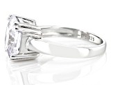 White Cubic Zirconia Rhodium Over Sterling Silver Asscher Cut Ring 6.98ctw