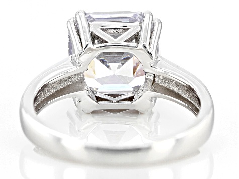 White Cubic Zirconia Rhodium Over Sterling Silver Asscher Cut Ring 6.98ctw