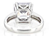 White Cubic Zirconia Rhodium Over Sterling Silver Asscher Cut Ring 6.98ctw