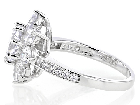 White Cubic Zirconia Rhodium Over Sterling Silver Ring 4.96ctw