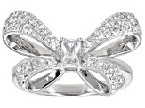White Cubic Zirconia Rhodium Over Sterling Silver Bow Ring 1.17ctw