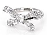 White Cubic Zirconia Rhodium Over Sterling Silver Bow Ring 1.17ctw