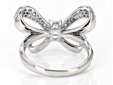 White Cubic Zirconia Rhodium Over Sterling Silver Bow Ring 1.17ctw