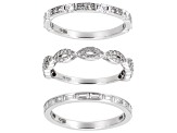 White Cubic Zirconia Rhodium Over Sterling Silver Ring Set 2.20ctw
