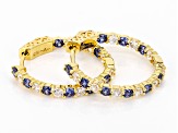 Blue And White Cubic Zirconia 18k Yellow Gold Over Sterling Silver Hoop Earrings 4.58ctw