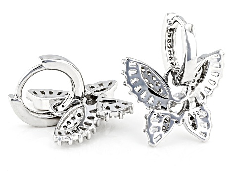 White Cubic Zirconia Rhodium Over Sterling Silver Butterfly
